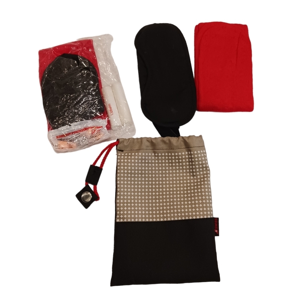 Vintage Swiss Airline Amemnity kit Swag Bag Travel Pouch Accessories 7 items